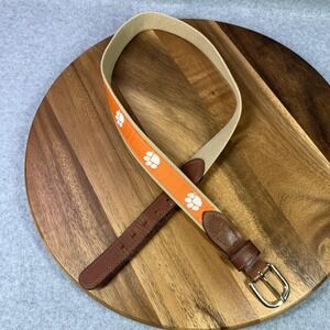 Clemson Tigers Belt Mens 34 Orange Tan NCAA Football Leather Vintage USA Zep Pro